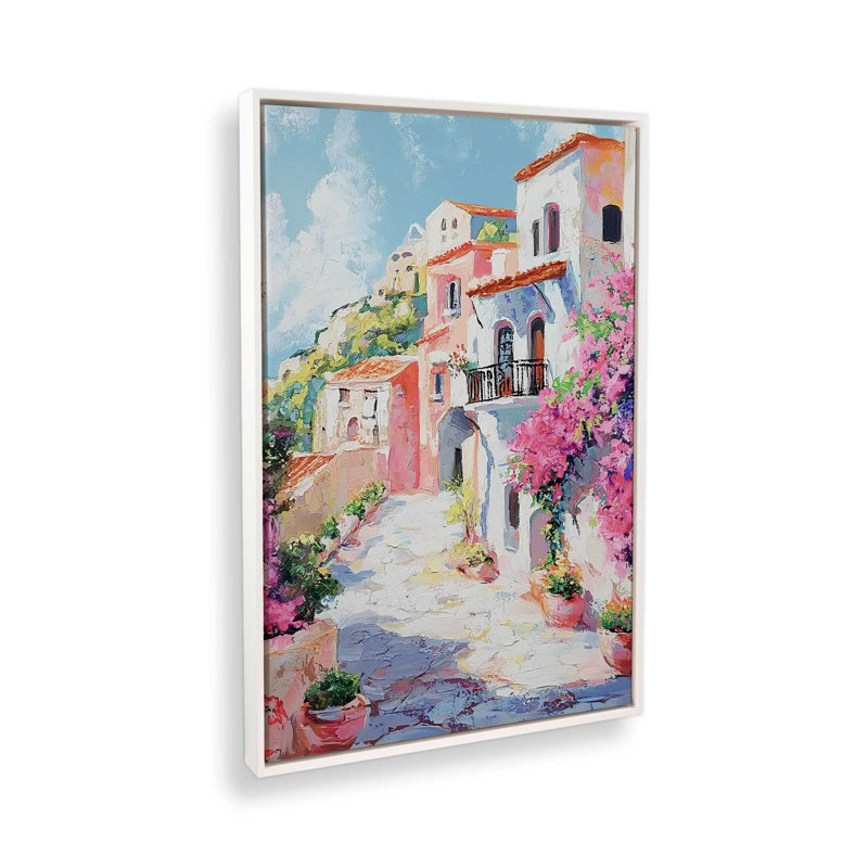 Amalfi Blooming Pathway I, Blanc opaque, H 13 po x l 9 po, Impression encadrée sans passe-partout