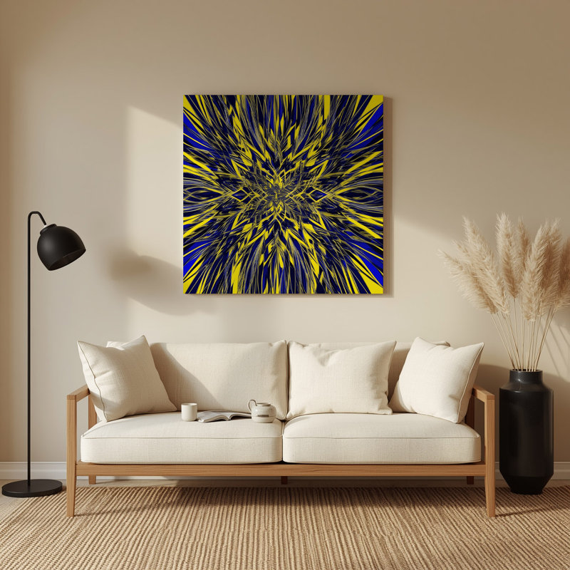Art mural bleu op Op 17, H 192 po x l 192 po x P 0,05 po