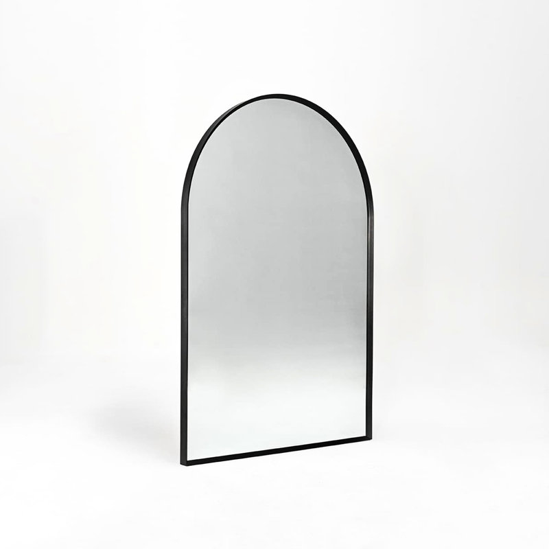 24X36 Inch Arched Black Wall Mirror For Bathroom Decor - 4Mm Clear Glass, Rust Aluminum Frame, Reinforced Installation And Hanging With Hardware Manual Hooks Screws Metal Hd Assembly