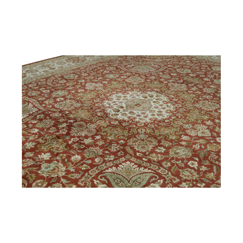 Tapis rouille et ivoire de haute qualité noué à la main