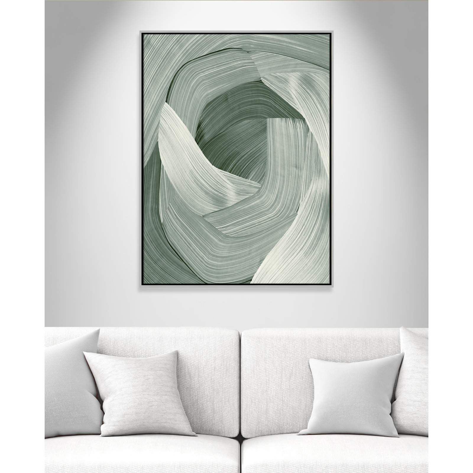 Enriched Emerald - Floater Frame Graphic Art Print on Canvas, 41.5" H x 31.5" W, Silver 