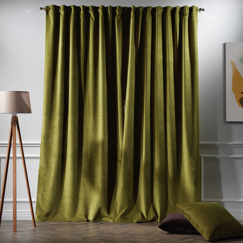 Panneau simple décoratif extra large en velours mat sur mesure, 29 Olive, L 52 po x L 156 po