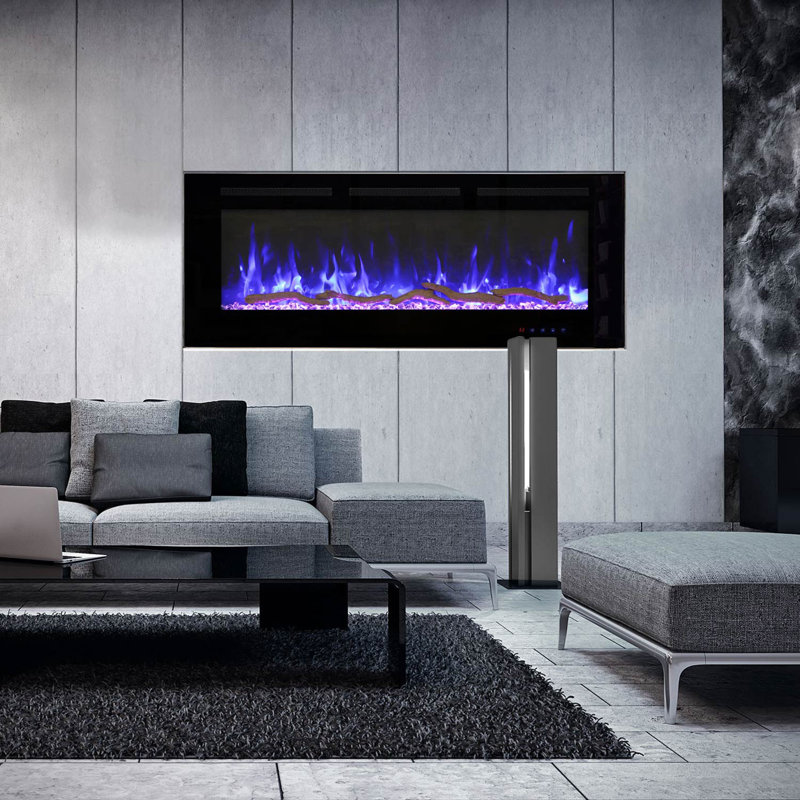 Paramount Wall Mounted Electric Fireplace, 20" H x 60" W x 4.2" D