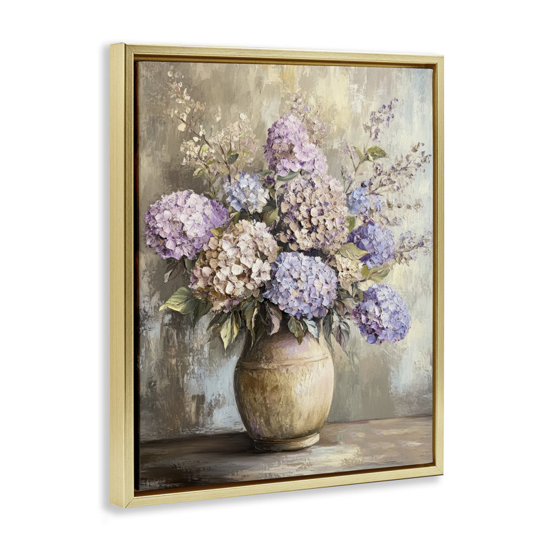  Art mural sur toile mauve à motif d'hortensias mauves par Petal Prints Design, H 21 po x l 17 po
