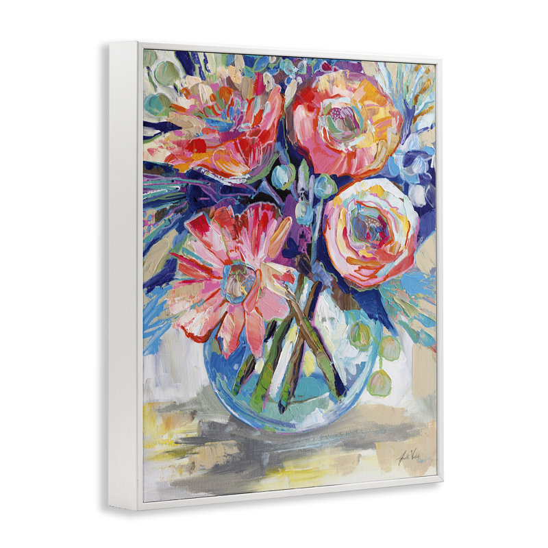  Harpers Bouquet Flowers, estampe numérique par Jeanette Vertentes, H 20 po x l 16 po, Giclée encadrée blanc bord de mer