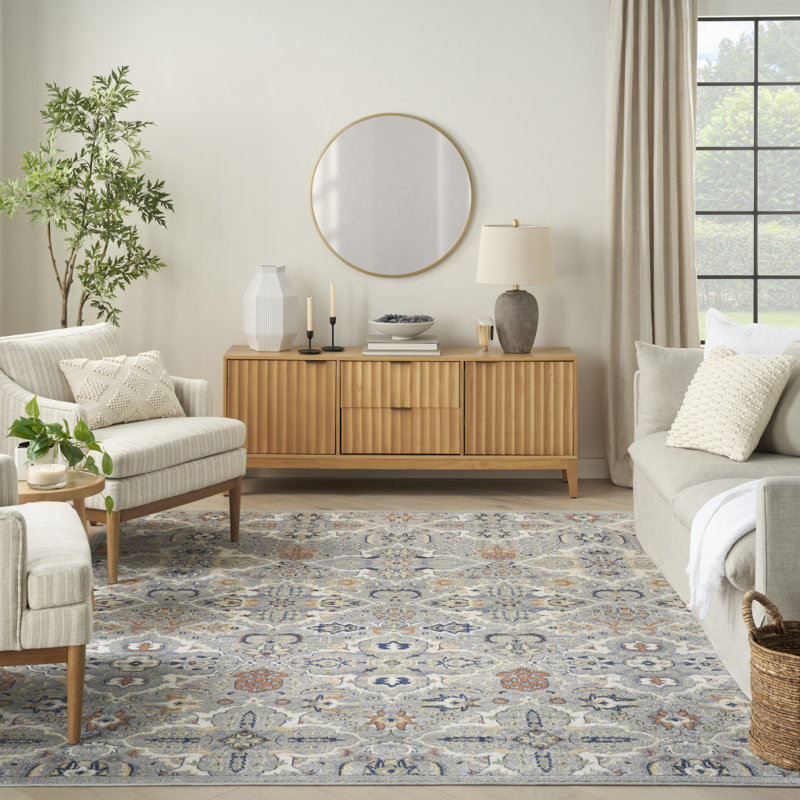 7' X 10' Floral Power Loom Area Rug