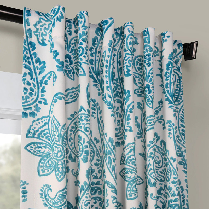 Alexiyana Vintage Paisley Room Darkening Curtains For Bedroom & Living Room Curtains (1 Panel), 50"W x 84"L, Tea Time Teal