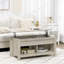 Covertt Lift Top Coffee Table w/  Hidden Storage Compartment & Shelves Oak