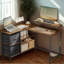 Industrial Rustic L-Shaped Corner Computer Desk With Drawers-342141309