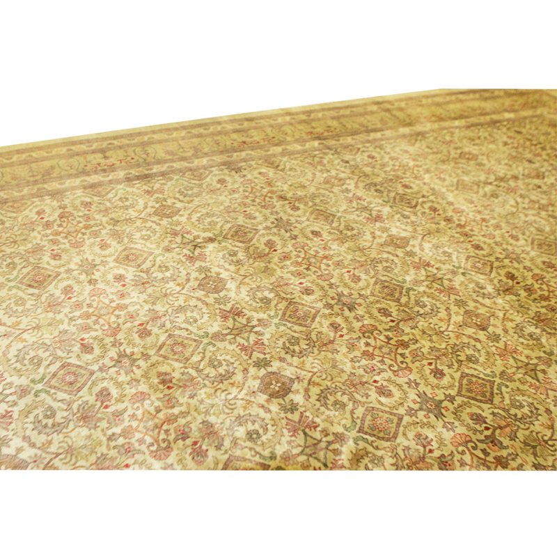 Hand Knotted Wool Area Rug in Gold