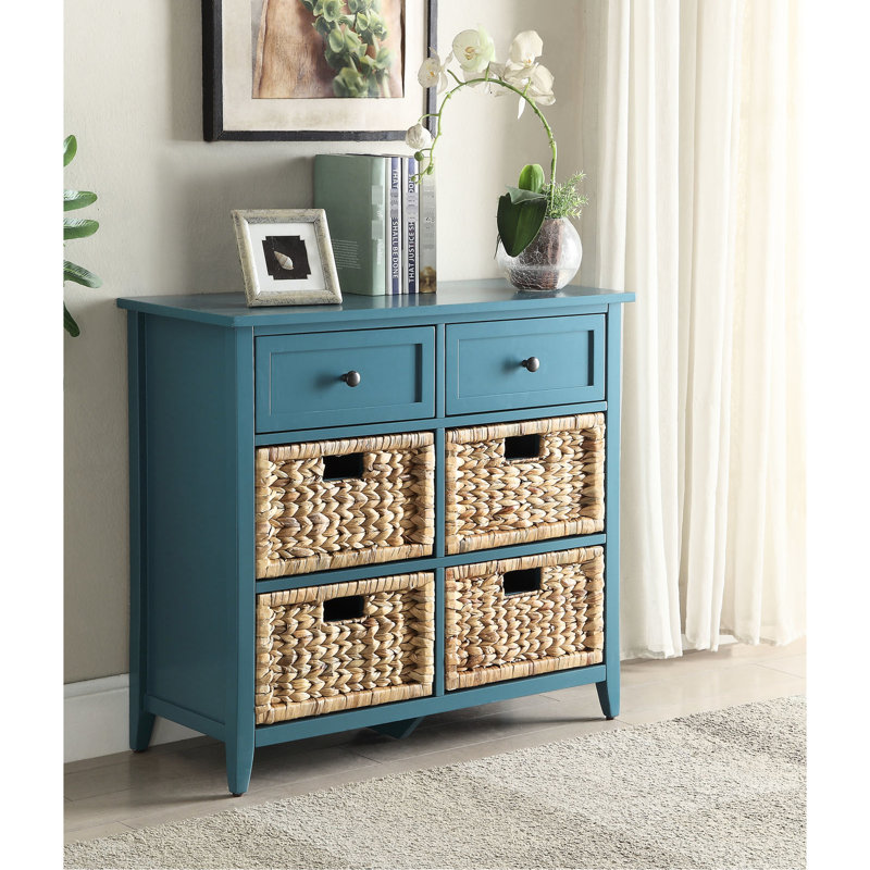Rectangular Teal Cabinet - Six Drawers For Versatile Storage Console Functional And Stylish Your Home, Teal