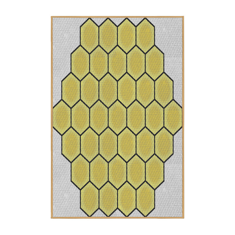 Tapis jaune/gris à motifs Hollie, Rectangle 8 pi x 10 pi