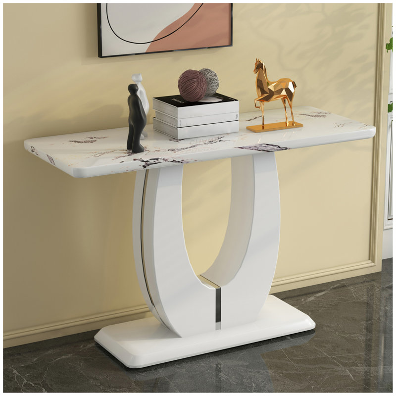 Modern Simple Glossy White Rectangular Counter Bar Table 47.24" x 18.11" x 29.52