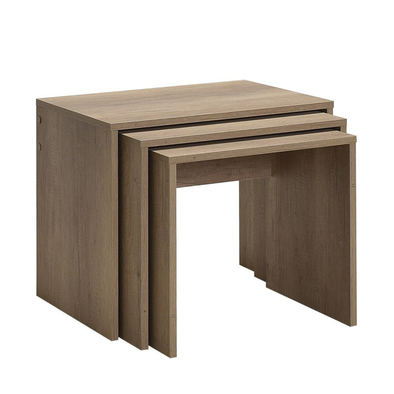 Modern Nesting Table Set (3 Pieces), Light Walnut Finish, 21.7 x 18.5 x 15.7 inches | 100% Melamine Coated Particle Board, Thickness: 0.6 inches | Stylish & Functional for Home Office & Living Room, Durable Design