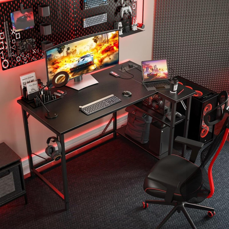 MDF Steel Computer Desk, Black