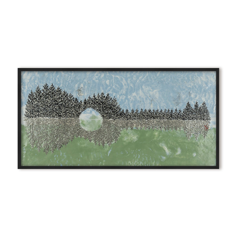 Nature Inspired "Emerald Waters" Canvas Wall Art By Karen Biery, 12" H x 24" W, Framed Print, Black