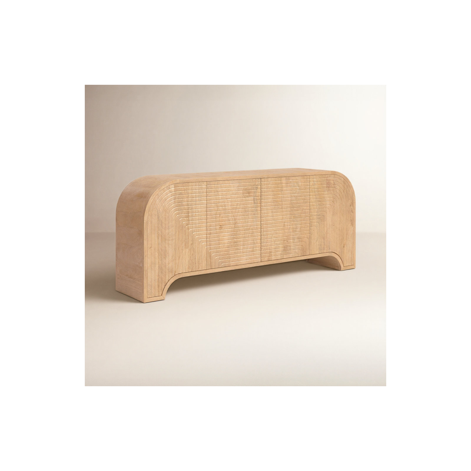 Shillington Reverse Fluted Light Brown Wood Sideboard