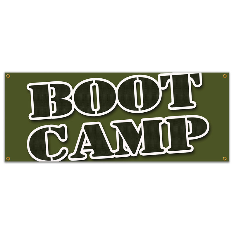 BOOT CAMP Bannière signée, H 18 po x l 48 po x 0,1 po