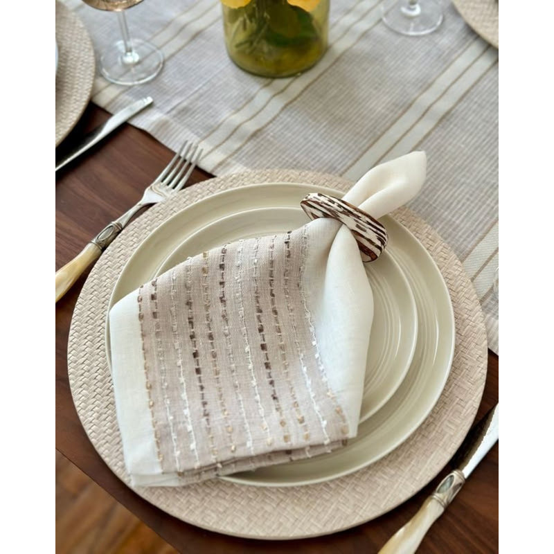 Wicker Vinyl Chargers, Cream