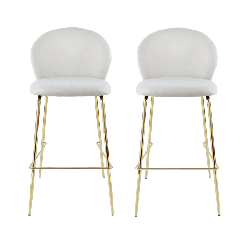 Ensemble de 2 tabourets de bar rembourrés, Beige