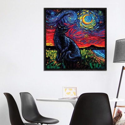 Black Cat Night II by Aja Trier - Painting on Canvas