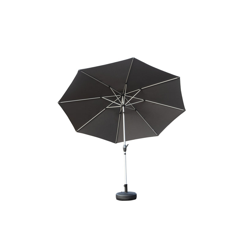 Parasol de patio 10 pi avec tissu élastique et système de manivelle à l'épreuve du vent pour l'extérieur