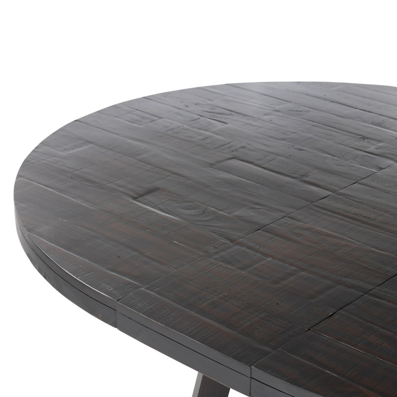 Eberwin Round Extended Natural Dining Table, Dark Carbon