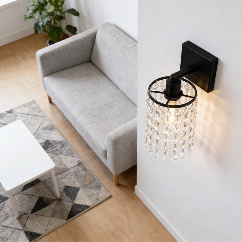 Luminaire de meuble-lavabo moderne noir avec accents en cristal, applique de salle de bain 3 lumières à fixer au miroir, base E12 à intensité variable