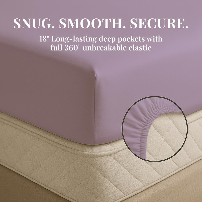 Premium Rayon From Bamboo Blend Sheet Set With Deep Pockets, Cooling and Breathable, Periwinkle
