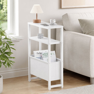 Table d'appoint étroite avec porte-revues et tablettes de rangement