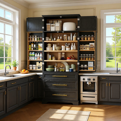 78.2" Tall Farmhouse Kitchen Pantry Cabinet with 8 Door Shelves, 3 Adjustable Shelves & 3 Large Drawers — Large Storage Cupboard for Kitchen, Dining Room & Bathroom