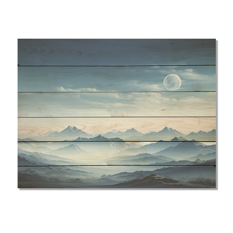Montagne alpine, sérénité - Art sur bois de pin naturel, H 10 po x l 20 po