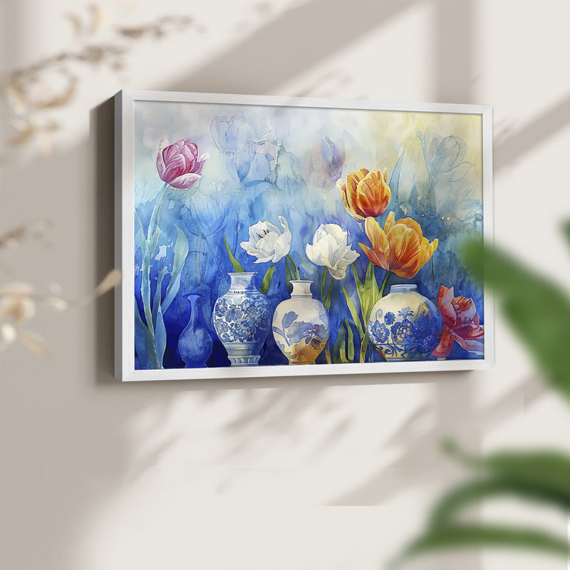 Série florale - LXV III - reproduction encadrée - réarmable, H 11 po x l 14 po, Blanc