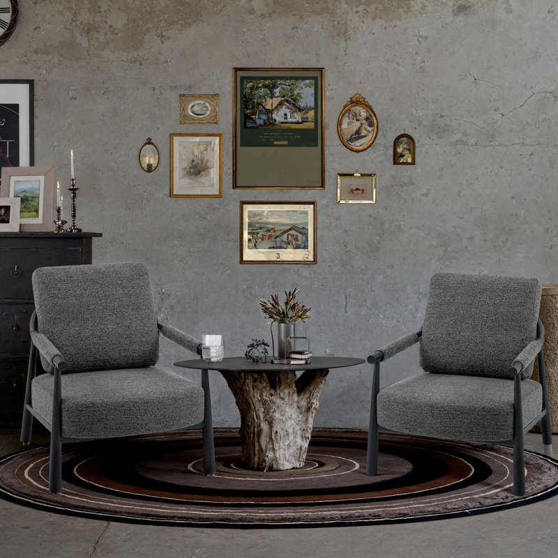 Boucle Accent Lounge Chair Plush Modern Armchair, Gray