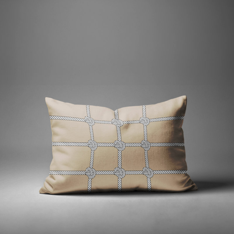Barnon Reversible Throw Pillow, Beige, 14"H x 20"W