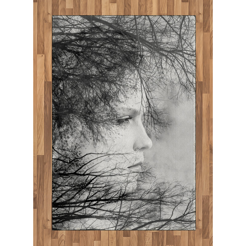 Black and White High Density Long Fiber Poly Threads Decorative Area Rug Carpet, Rectangle 4' x 5'8"