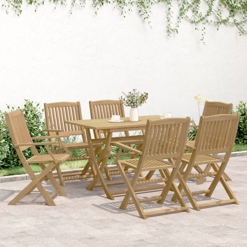 6 - Person Wood Patio Dining Set with Round Table