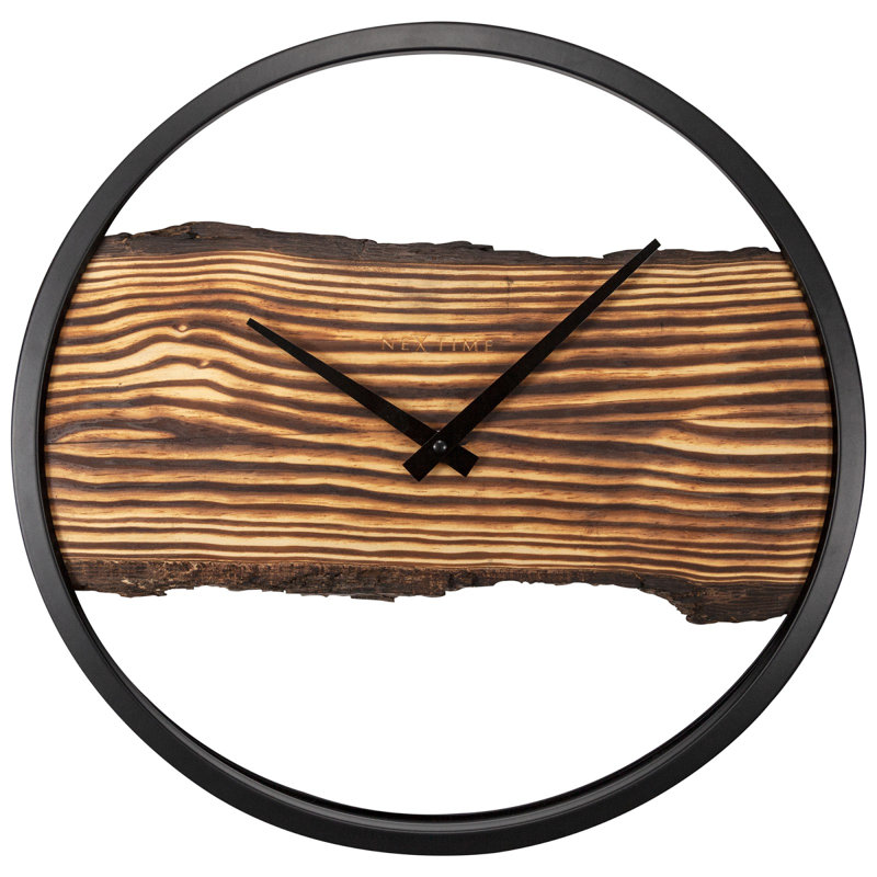 Horloge murale industrielle en bois et métal «Forest»