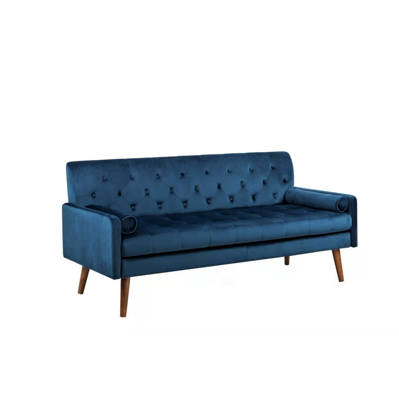 Stansbury 68.5" Velvet Square Arm Sofa, Dark Blue