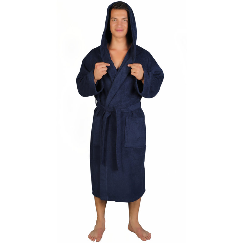 Peignoir pour homme avec poches et capuche Skidmore, Petit / moyen, Bleu marine