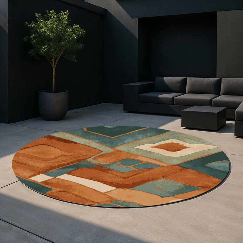 Tapis intérieur et extérieur Verdant Voyage, Rond 5 pi