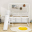 Lit mezzanine simple Amrina avec glissoire et tablettes de rangement-314850967