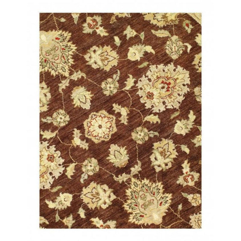 Tapis oriental brun en laine et en coton 8 pi Kathern