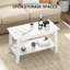 Table basse rustique à 2 niveaux pour le salon, table rectangulaire en bois de style maison de campagne moderne pour bureau à domicile, chambre à coucher, appartement, blanc