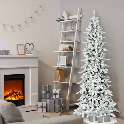 Remise en plastique de 7,5 pi Arbre de Noël artificiel enneigé avec pin
