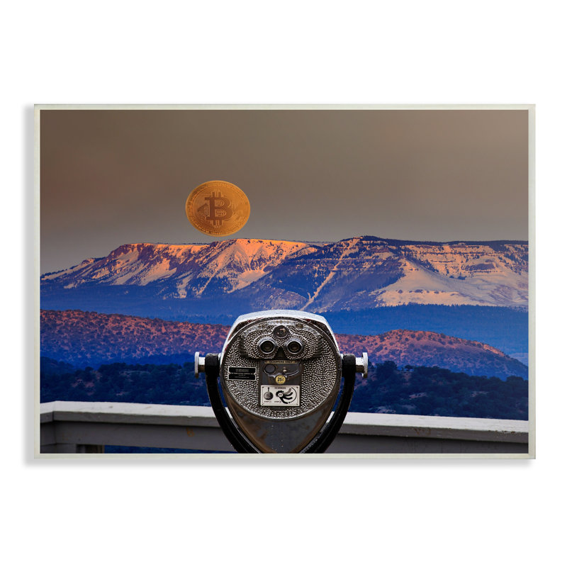 « bitcoin on the horizon », impression, H 10 po x l 15 po, Plaque de bois