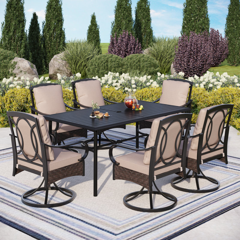 Argyri 6 - Person Patio Dining Set with Rectangular Table , Cushions Included