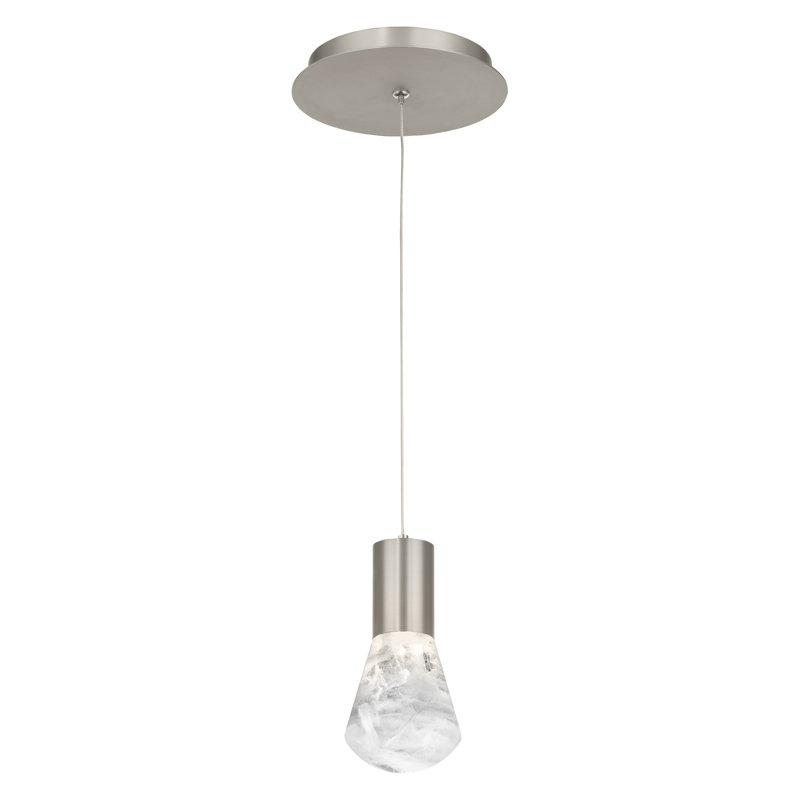 Satin Nickel Mini LED Pendant with Cloudy Acrylic Diffuser