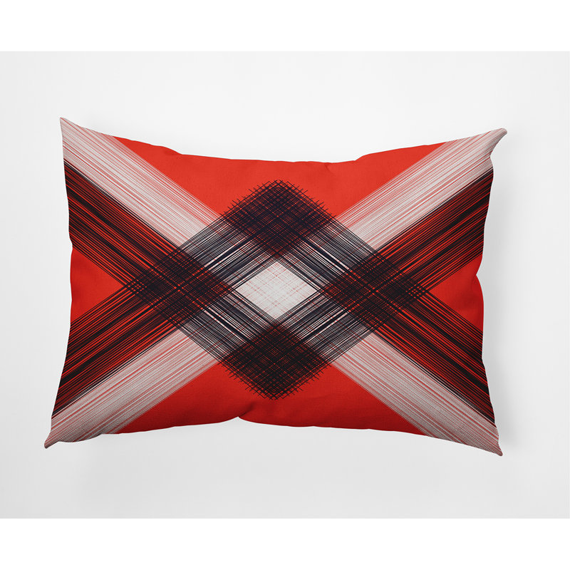 Geometric Outdoor Reversible Throw Pillow, Red/Pink