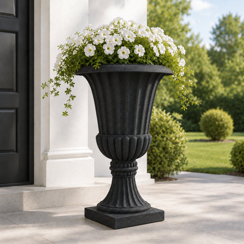 Jardinière de style urne Bayliff, Noir, H 30 po x l 21,25 po x P 21,25 po